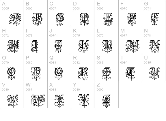 KellyAnnGothic Regular uppercase A-Z preview