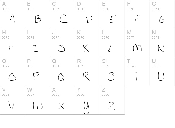 KellysHand Regular uppercase A-Z preview