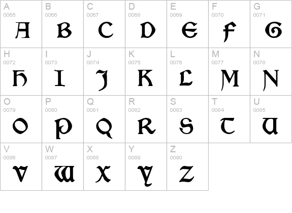 Kelmscott Regular uppercase A-Z preview