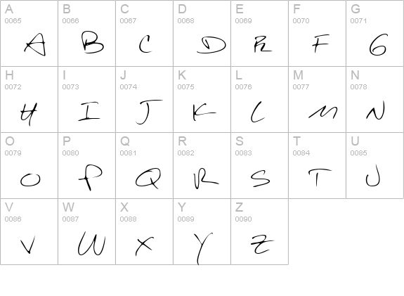 KelseysHand Regular uppercase A-Z preview