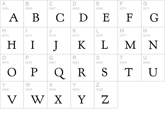 Kennerley Old Style Regular uppercase A-Z preview