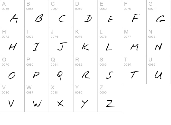 KennethsHand Regular uppercase A-Z preview