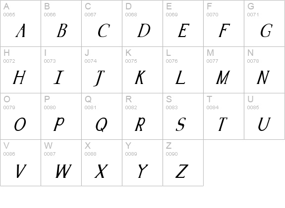 Kennon Italic uppercase A-Z preview