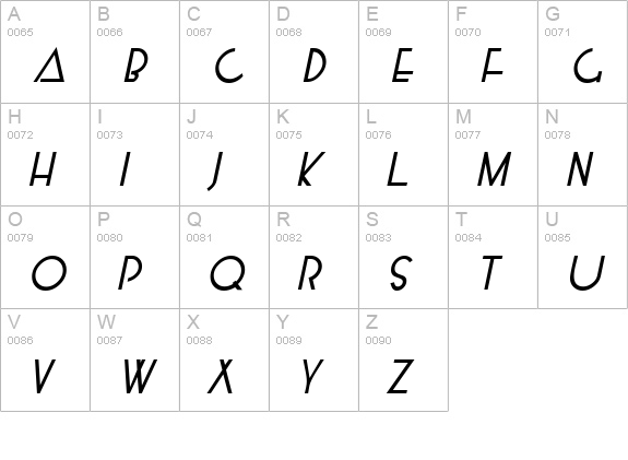 Kensington Bold Italic uppercase A-Z preview