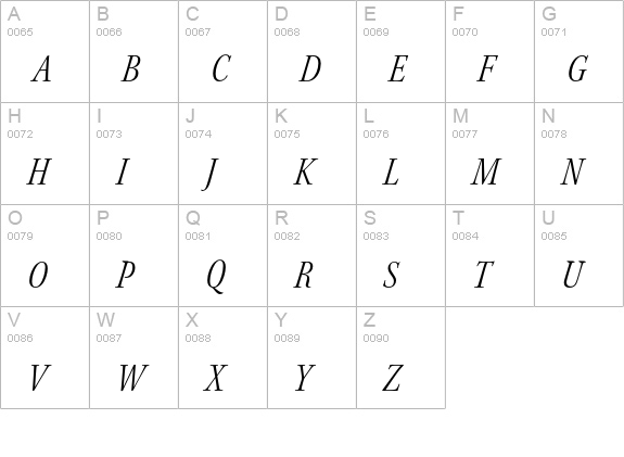 Kepler Std Light Condensed Italic Subhead uppercase A-Z preview