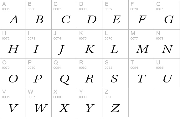 Kepler Std Light Extended Italic uppercase A-Z preview