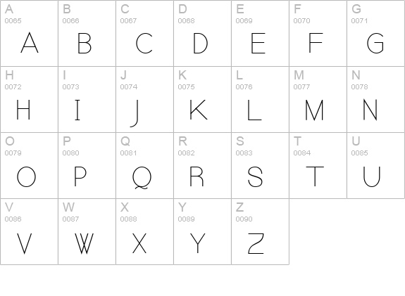 Kerater UltraLight uppercase A-Z preview