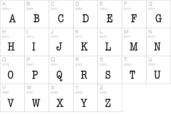 Keyboard Condensed SSi Condensed uppercase A-Z preview
