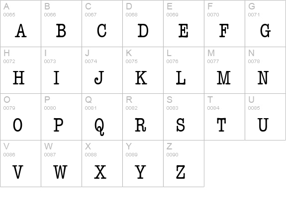 Keyboard CondensedAlt SSi Condensed Alternate uppercase A-Z preview