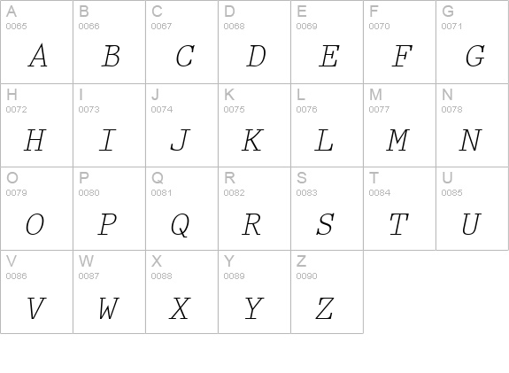 Keyboard Elite SSi Italic uppercase A-Z preview