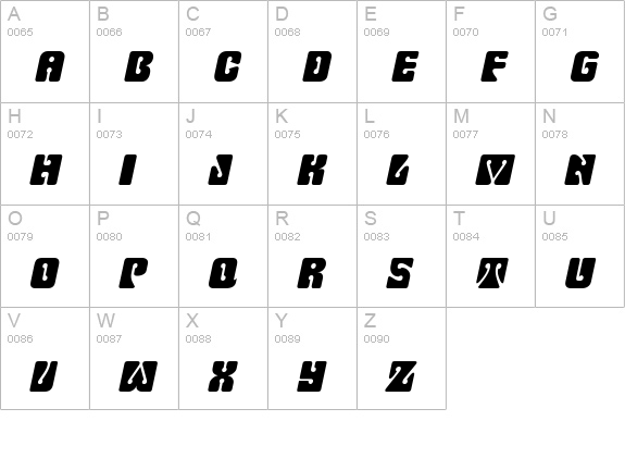 Keyhole Italic uppercase A-Z preview