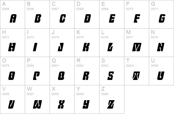KeyholeCondensed Italic uppercase A-Z preview