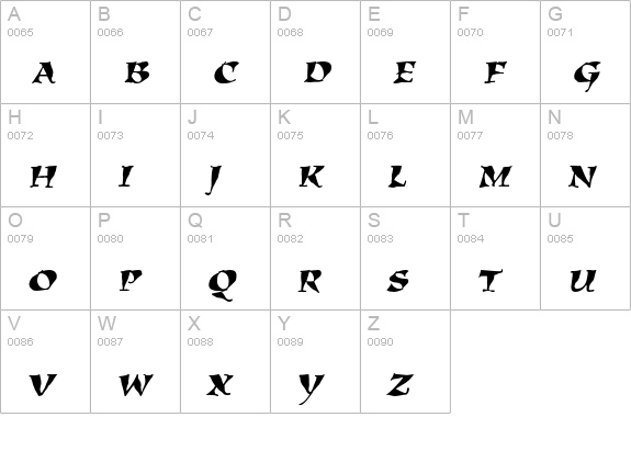 Kigali Std Italic uppercase A-Z preview
