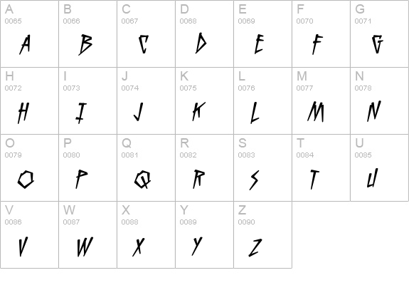 KillCrazy BB Italic uppercase A-Z preview