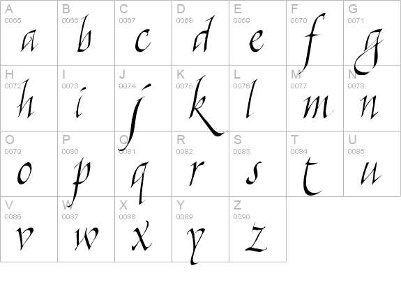 Killigraphy uppercase A-Z preview