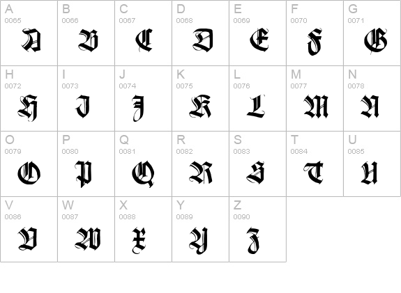 Killigrew uppercase A-Z preview