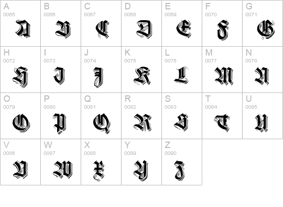 KilligrewStacatto uppercase A-Z preview