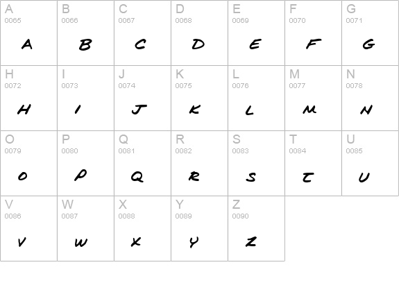 Kims Handwriting uppercase A-Z preview