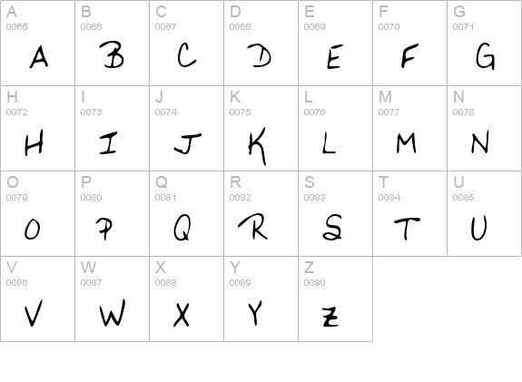 KimsHand Regular uppercase A-Z preview