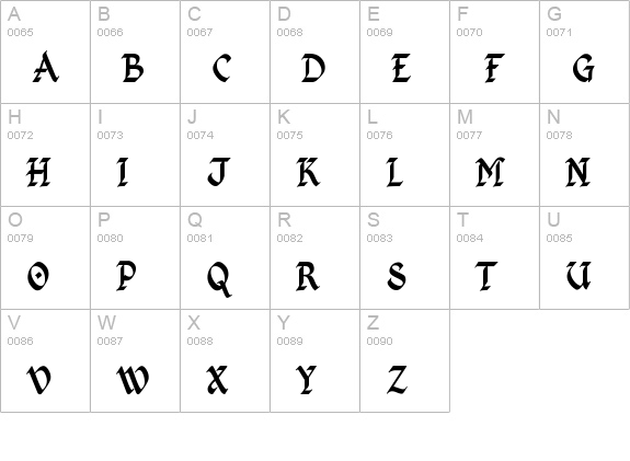 Kingthings Calligraphica uppercase A-Z preview