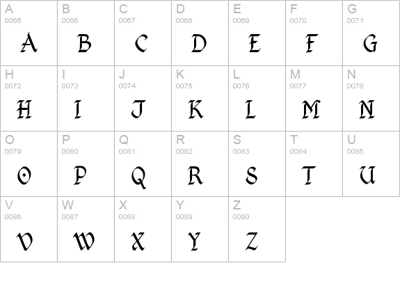 Kingthings Calligraphica Light uppercase A-Z preview