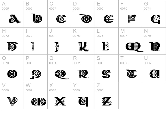 Kingthings Kelltika uppercase A-Z preview