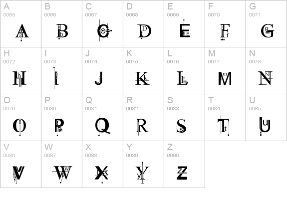 Kingthings Pique'n'meex uppercase A-Z preview