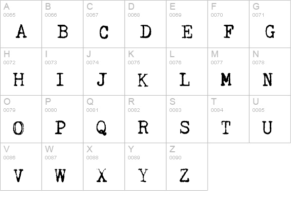 Kingthings Trypewriter uppercase A-Z preview
