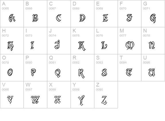 Kingthings Xander Outline uppercase A-Z preview