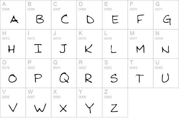 KirbysHand uppercase A-Z preview