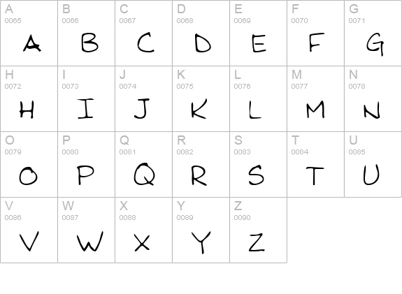 KirbysHand Regular uppercase A-Z preview