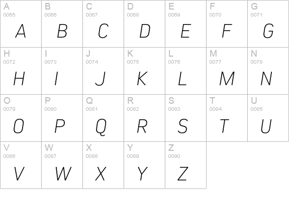 Kiro Extra Light Italic uppercase A-Z preview