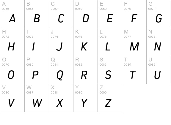 Kiro Italic uppercase A-Z preview