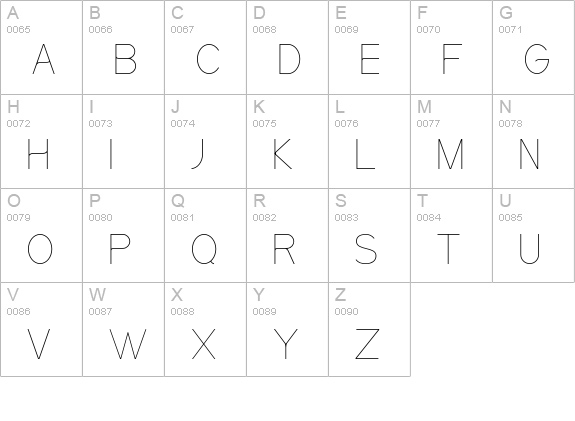 Kirvy Thin uppercase A-Z preview