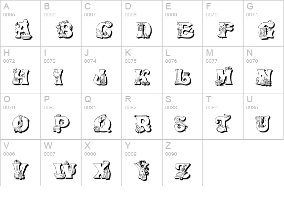 Kitchen Kapers II uppercase A-Z preview