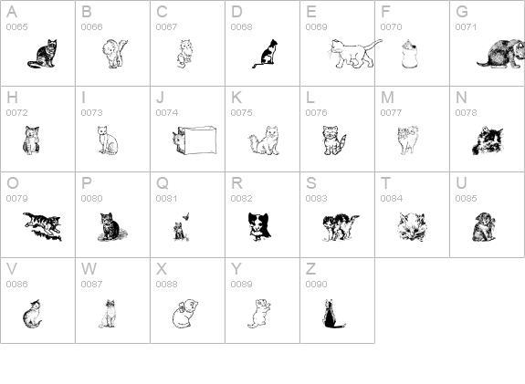 Kitty the Cat uppercase A-Z preview