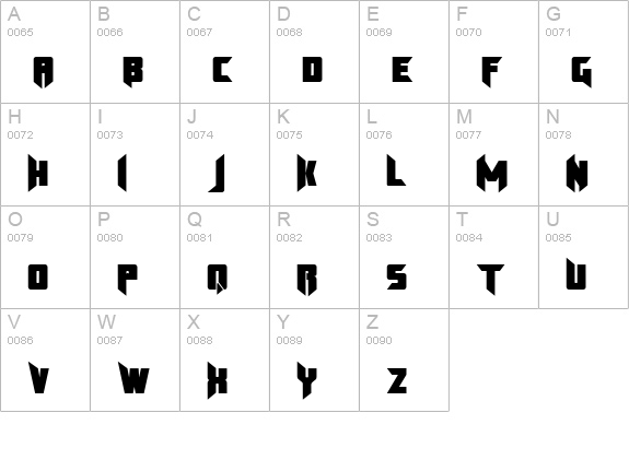 Klingon Regular uppercase A-Z preview