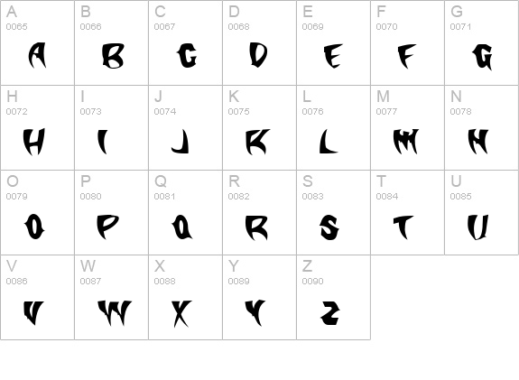 Klingon Stilleto uppercase A-Z preview