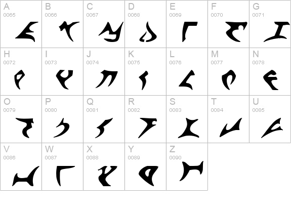 Klingon TNG uppercase A-Z preview