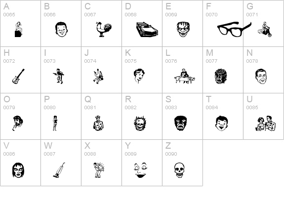 Klippy-Dingbats uppercase A-Z preview