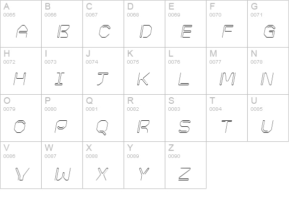 KneeonLight Italic uppercase A-Z preview