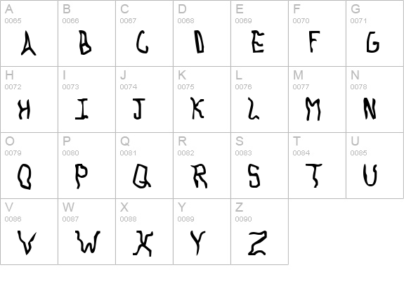 Knocked Around uppercase A-Z preview