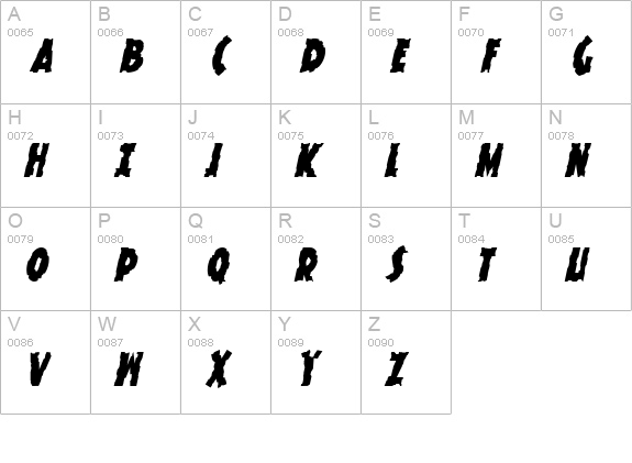 Knuckle Sandwich Krunchy Italic uppercase A-Z preview