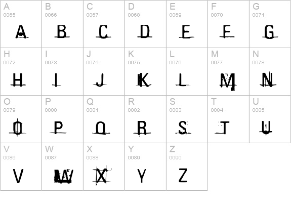 KO-dirty uppercase A-Z preview