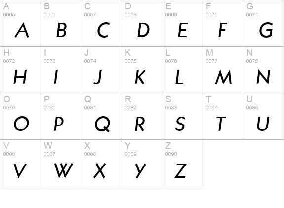 KoblenzSerial-Italic uppercase A-Z preview