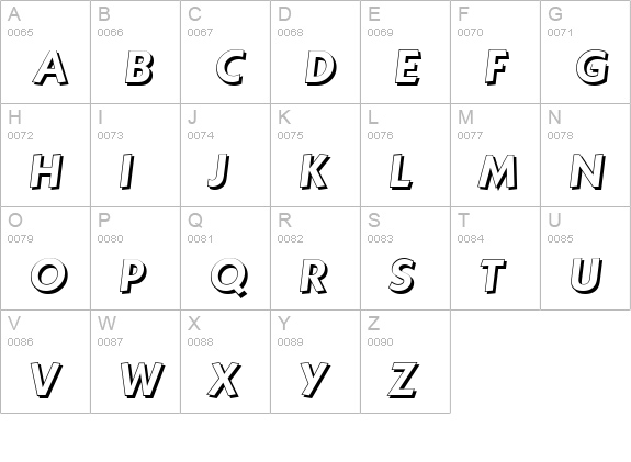 KoblenzShadow-BoldItalic uppercase A-Z preview