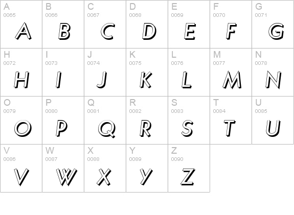 KoblenzShadow-Italic uppercase A-Z preview