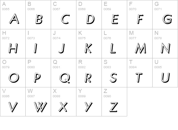 KoblenzShadow-Light-Italic uppercase A-Z preview