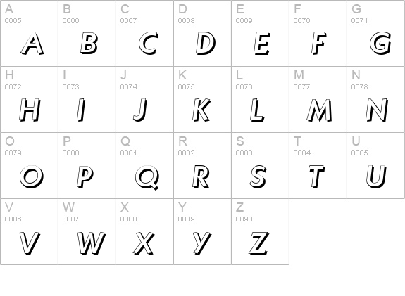 KoblenzShadow-Medium-Italic uppercase A-Z preview