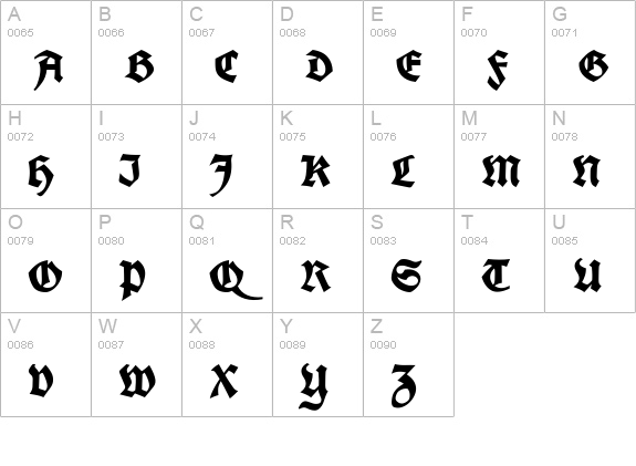 Koch Fette Deutsche Schrift uppercase A-Z preview